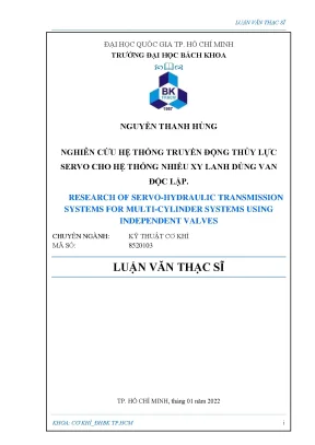 Luận văn thạc sĩ kỹ thuật cơ khí nghiên cứu hệ thống truyền động thủy lực servo cho hệ thống nhiều xi lanh dùng van độc lập