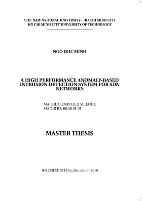 Luận văn thạc sĩ khoa học máy tính a high performance anomalybased intrusion detection system for sdn networks