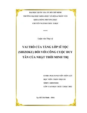 Luận văn thạc sĩ vai trò của tầng lớp sĩ tộc shizoku đối với công cuộc duy tân của nhật thời minh trị