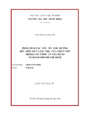 Luận văn thạc sĩ quản lý xây dựng phân tích các yếu tố ảnh hưởng đến hiệu quả làm việc của nhân viên trong các công ty xây dựng ở thành phố hồ chí minh
