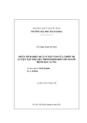 Luận văn thạc sĩ vật lý kỹ thuật phân tích hiệu quả luyện tập của thiết bị luyện tập trị liệu proxomed đối với người bệnh đau lưng
