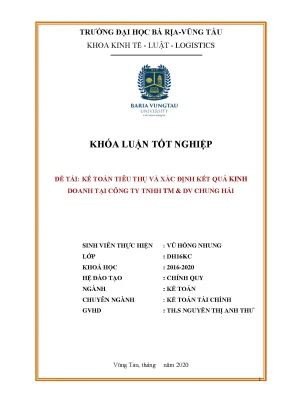 Luận văn tốt nghiệp kế toán tiêu thụ và xác định kết quả kinh doanh tại công ty tnhh tm dv chung hải