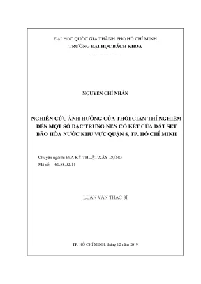 Luận văn thạc sĩ địa kỹ thuật xây dựng nghiên cứu ảnh hưởng của thời gian thí nghiệm đến một số đặc trưng nén cố kết của đất sét bão hòa nước khu vực quận 8 tp hồ chí minh