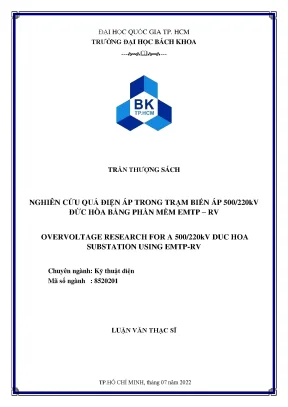 Luận văn thạc sĩ kỹ thuật điện nghiên cứu quá điện áp trong trạm biến áp 500