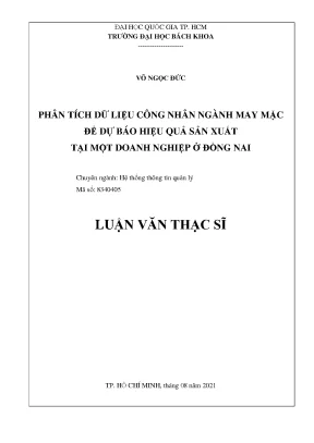 Luận văn thạc sĩ hệ thống thông tin quản lý phân tích dữ liệu công nhân ngành may mặc để dự báo hiệu quả sản xuất tại một doanh nghiệp ở đồng nai