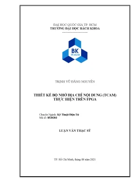 Luận văn thạc sĩ kỹ thuật điện tử thiết kế bộ nhớ địa chỉ nội dung tcam thực hiện trên fpga