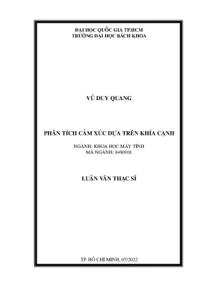 Luận văn thạc sĩ khoa học máy tính phân tích cảm xúc dựa trên khía cạnh