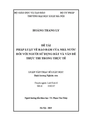 Luận văn thạc sĩ luật học pháp luật về bảo đảm của nhà nước đối với người sử dụng đất và vấn đề thực thi trong thực tế