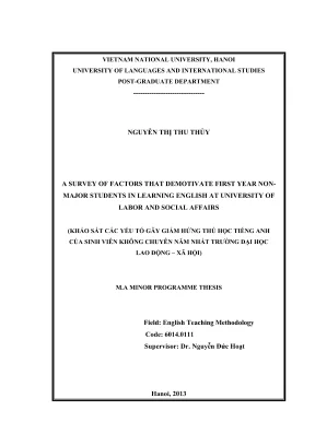 Luận văn thạc sĩ a survey of factors that demotivate firstyear nonmajor students in learning english at university of labor and social affairs
