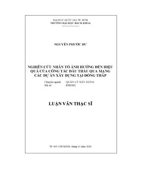 Luận văn thạc sĩ quản lý xây dựng nghiên cứu nhân tố ảnh hưởng đến hiệu quả của công tác đấu thầu qua mạng các dự án xây dựng tại đồng tháp