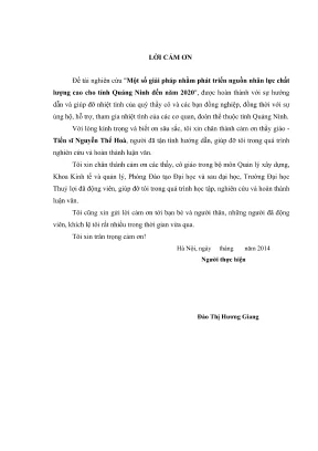 Luận văn thạc sĩ kinh tế tài nguyên thiên nhiên và môi trường một số giải pháp nhằm phát triển nguồn nhân lực chất lượng cao cho tỉnh quảng ninh đến năm 2020