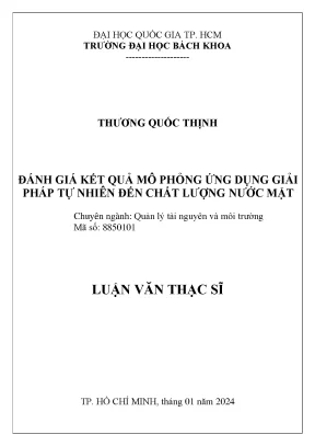 Luận văn thạc sĩ quản lý tài nguyên và môi trường đánh giá kết quả mô phỏng ứng dụng giải pháp tự nhiên đến chất lượng nước mặt