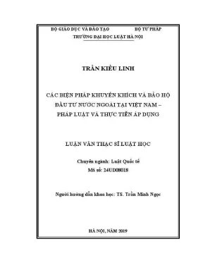 Luận văn thạc sĩ luật học các biện pháp khuyến khích và bảo hộ đầu tư nước ngoài tại việt nam pháp luật và thực tiễn áp dụng