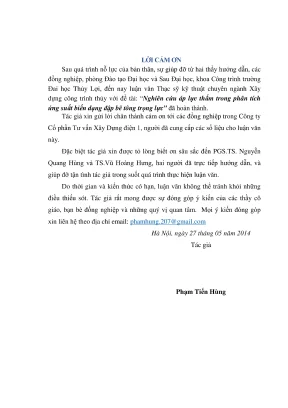 Luận văn thạc sĩ xây dựng công trình thủy nghiên cứu áp lực thấm trong phân tích ứng suất biến dạng đập bê tông trọng lực