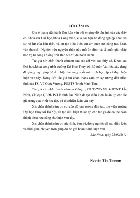 Luận văn thạc sĩ xây dựng công trình thủy nghiên cứu nguyên nhân gây mất ổn định và đề xuất giải pháp bảo vệ bờ sông đuống tỉnh bắc ninh