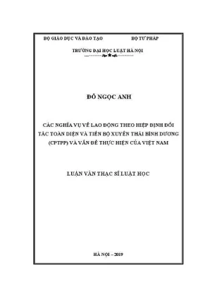 Luận văn thạc sĩ luật học các nghĩa vụ về lao động theo hiệp định đối tác toàn diện và tiến bộ xuyên thái bình dương cptpp và vấn đề thực hiện của việt nam