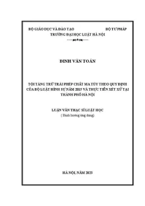 Luận văn thạc sĩ luật học tội tàng trữ trái phép chất ma tuý theo quy định của bộ luật hình sự năm 2015 và thực tiễn xét xử tại thành phố hà nội
