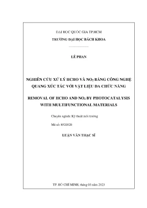 Luận văn thạc sĩ kỹ thuật môi trường nghiên cứu xử lý hcho và no2 bằng công nghệ quang xúc tác với vật liệu đa chức năng