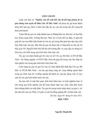 Luận văn thạc sĩ xây dựng công trình thủy nghiên cứu đề xuất kết cấu đê kết hợp phòng lũ và giao thông trên tuyến đê hữu cầu thành phố bắc ninh