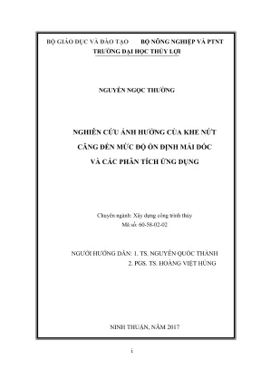 Luận văn thạc sĩ xây dựng công trình thủy nghiên cứu ảnh hưởng của khe nứt căng đến mức độ ổn định mái dốc và các phân tích ứng dụng