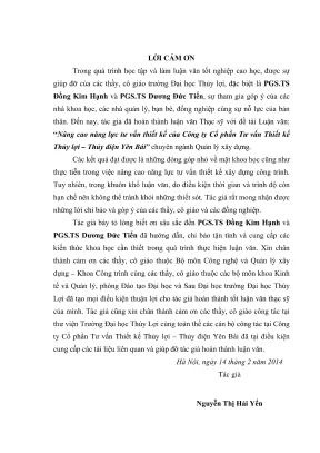 Luận văn thạc sĩ quản lý xây dựng nâng cao năng lực tư vấn thiết kế của công ty cổ phần tư vấn thiết kế thủy lợi thủy điện yên bái