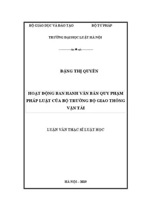 Luận văn thạc sĩ luật học hoạt động ban hành văn bản quy phạm pháp luật của bộ trưởng bộ giao thông vận tải