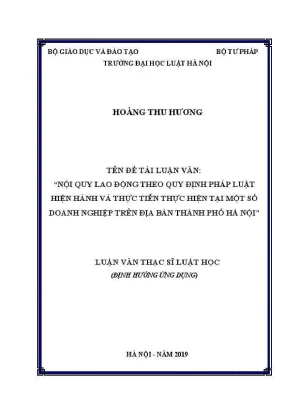 Luận văn thạc sĩ luật học nội quy lao động theo quy định pháp luật hiện hành và thực tiễn thực hiện tại một số doanh nghiệp trên địa bàn thành phố hà nội