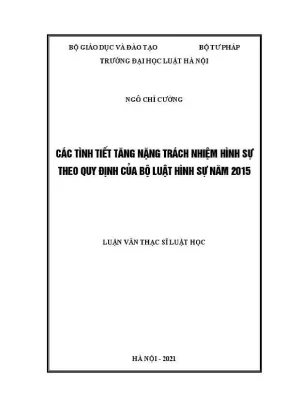 Luận văn thạc sĩ luật học các tình tiết tăng nặng trách nhiệm hình sự theo quy định của bộ luật hình sự năm 2015