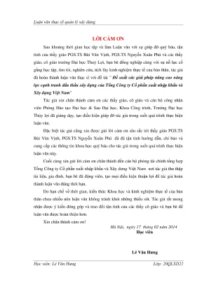 Luận văn thạc sĩ quản lý xây dựng đề xuất các giải pháp nâng cao năng lực cạnh tranh đấu thầu xây dựng của tổng công ty cổ phần xuất nhập khẩu và xây dựng việt nam