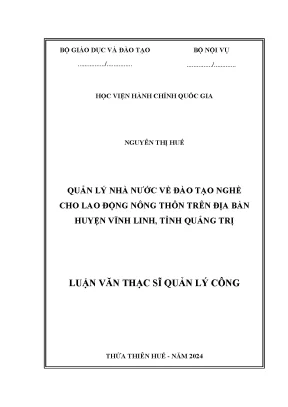Luận văn thạc sĩ quản lý công quản lý nhà nước về đào tạo nghề cho lao động nông thôn trên địa bàn huyện vĩnh linh tỉnh quảng trị
