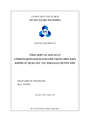 Luận văn thạc sĩ kỹ thuật hóa học tổng hợp các dẫn xuất 2phenylquinazolin43hone trong điều kiện không sử dụng xúc tác kim loại chuyển tiếp