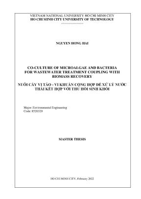 Luận văn thạc sĩ kỹ thuật môi trường coculture of microalgae and bacteria for wastewater treatment coupling with biomass recovery