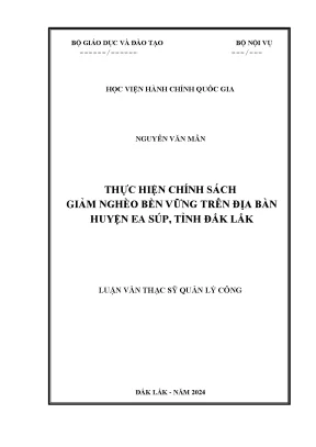 Luận văn thạc sĩ quản lý công thực hiện chính sách giảm nghèo bền vững trên địa bàn huyện ea súp tỉnh đắk lắk