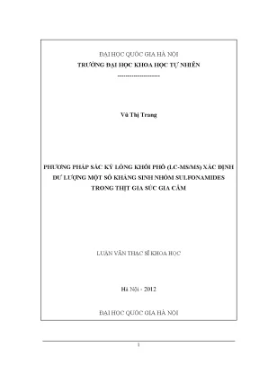Luận văn thạc sĩ khoa học phương pháp sắc ký lỏng khối phổ lcmsms xác định dư lượng một số kháng sinh nhóm sulfonamides trong thịt gia súc gia cầm