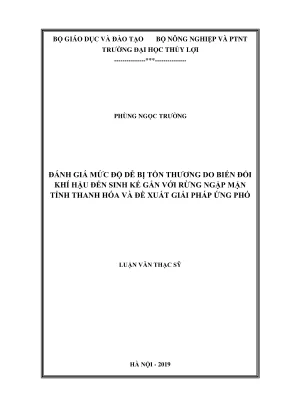 Luận văn thạc sĩ chuyên ngành khoa học môi trường đánh giá mức độ dễ bị tổn thương do biến đổi khí hậu đến sinh kế gắn với rừng ngập mặn tỉnh thanh hóa và đề xuất giải pháp ứng phó