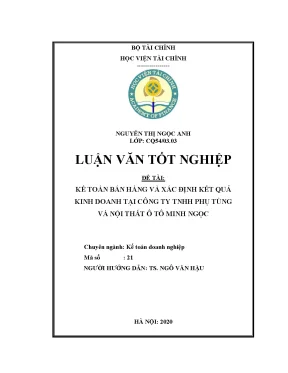 Luận văn kế toán bán hàng và xác định kết quả kinh doanh tại công ty tnhh phụ tùng và nội thất ô tô minh ngọc