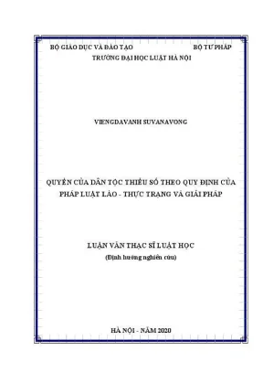 Luận văn thạc sĩ luật học quyền của dân tộc thiểu số theo quy định của pháp luật lào thực trạng và giải pháp