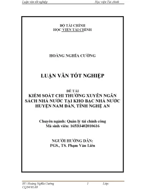 Luận văn kiểm soát chi thường xuyên nsnn qua kbnn nam đàn tỉnh nghệ an