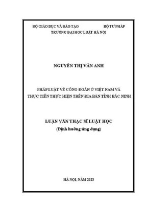 Luận văn thạc sĩ luật học pháp luật về công đoàn ở việt nam và thực tiễn thực hiện trên địa bàn tỉnh bắc ninh