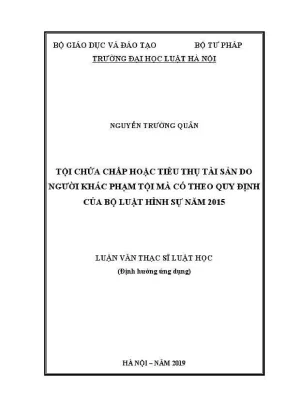 Luận văn thạc sĩ luật học tội chứa chấp hoặc tiêu thụ tài sản do người khác phạm tội mà có theo quy định của bộ luật hình sự năm 2015