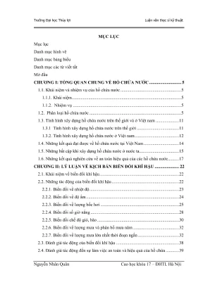 Luận văn thạc sĩ xây dựng công trình thủy nghiên cứu một số tác động của biến đổi khí hậu đến sự làm việc an toàn hiệu quả của hồ chứa nước và đề xuất giải pháp