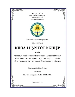 Luận văn pháp luật về hình thức tín dụng cho vay tiêu dùng của ngân hàng thương mại và thực tiễn thực hiện tại ngân hàng tmcp quốc tế việt nam phòng giao dịch liễu giai