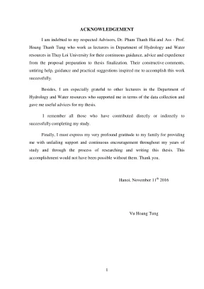 Luận văn thạc sĩ identify the flood hazard index in the huong river basin hue city area
