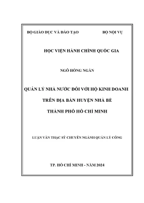 Luận văn thạc sĩ quản lý công quản lý nhà nước đối với hộ kinh doanh trên địa bàn huyện nhà bè thành phố hồ chí minh