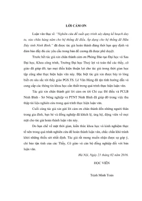 Luận văn thạc sĩ quản lý xây dựng nghiên cứu đề xuất quy trình xây dựng kế hoạch duy tu sửa chữa hàng năm cho hệ thống đê điều áp dụng cho hệ thống đê hữu đáy tỉnh ninh bình