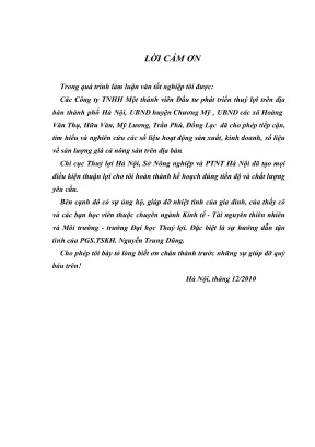 Luận văn thạc sĩ kinh tế tài nguyên thiên nhiên và môi trường nghiên cứu phương pháp phân tích lợi ích chi phí cba đối với việc đầu tư sửa chữa nâng cấp hồ chứa thủy lợi ở hà nội áp dụng cho hồ chứa nước đông sương chương mỹ thành phố hà nội