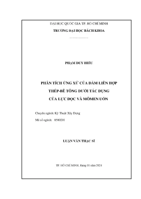 Luận văn thạc sĩ kỹ thuật xây dựng phân tích ứng xử của dầm liên hợp thépbê tông dưới tác dụng của lực dọc và mômen uốn