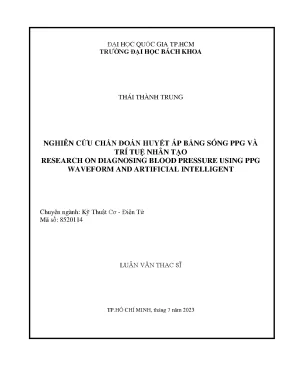 Luận văn thạc sĩ kỹ thuật cơ điện tử nghiên cứu chẩn đoán huyết áp bằng sóng ppg và trí tuệ nhân tạo