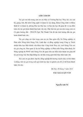 Luận văn thạc sĩ quản lý xây dựng nghiên cứu giải pháp nâng cao công tác quản lý trong giai đoạn chuẩn bị đầu tư các dự án xây dựng công trình thủy lợi trên địa bàn tỉnh hưng yên