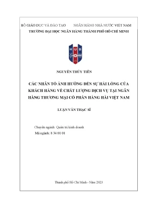 Luận văn thạc sĩ các nhân tố ảnh hưởng đến sự hài lòng của khách hàng về chất lượng dịch vụ tại ngân hàng thương mại cổ phần hàng hải việt nam